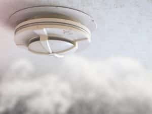 Smoke detector located on the ceiling