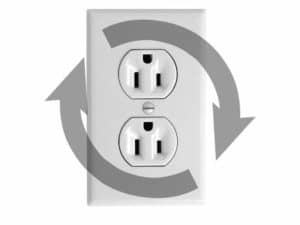 Reversed power receptacle